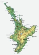 Map of North Island, NZ