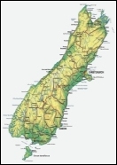 Map of South Island, NZ